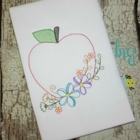 Apple with Flowers Machine Embroidery Design
